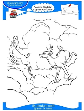 Çocuklar İçin Bambi Boyama Sayfaları 
